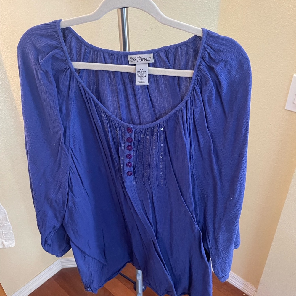 Liz and me for Catherine’s – blue blouse